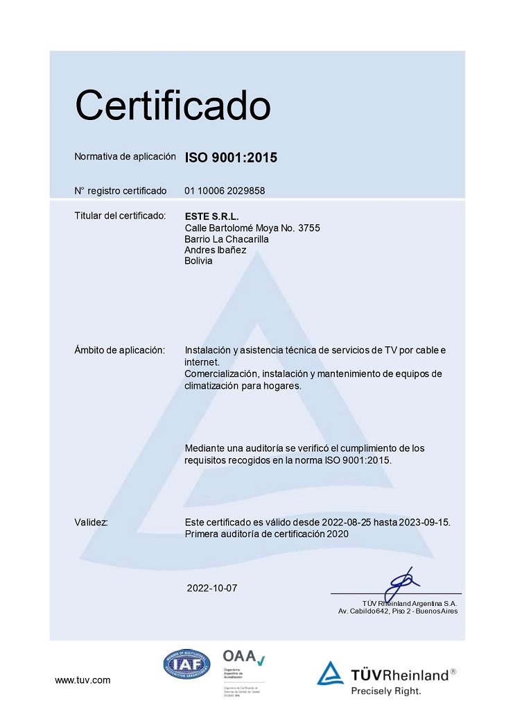 Certificación ISO 9001:2015